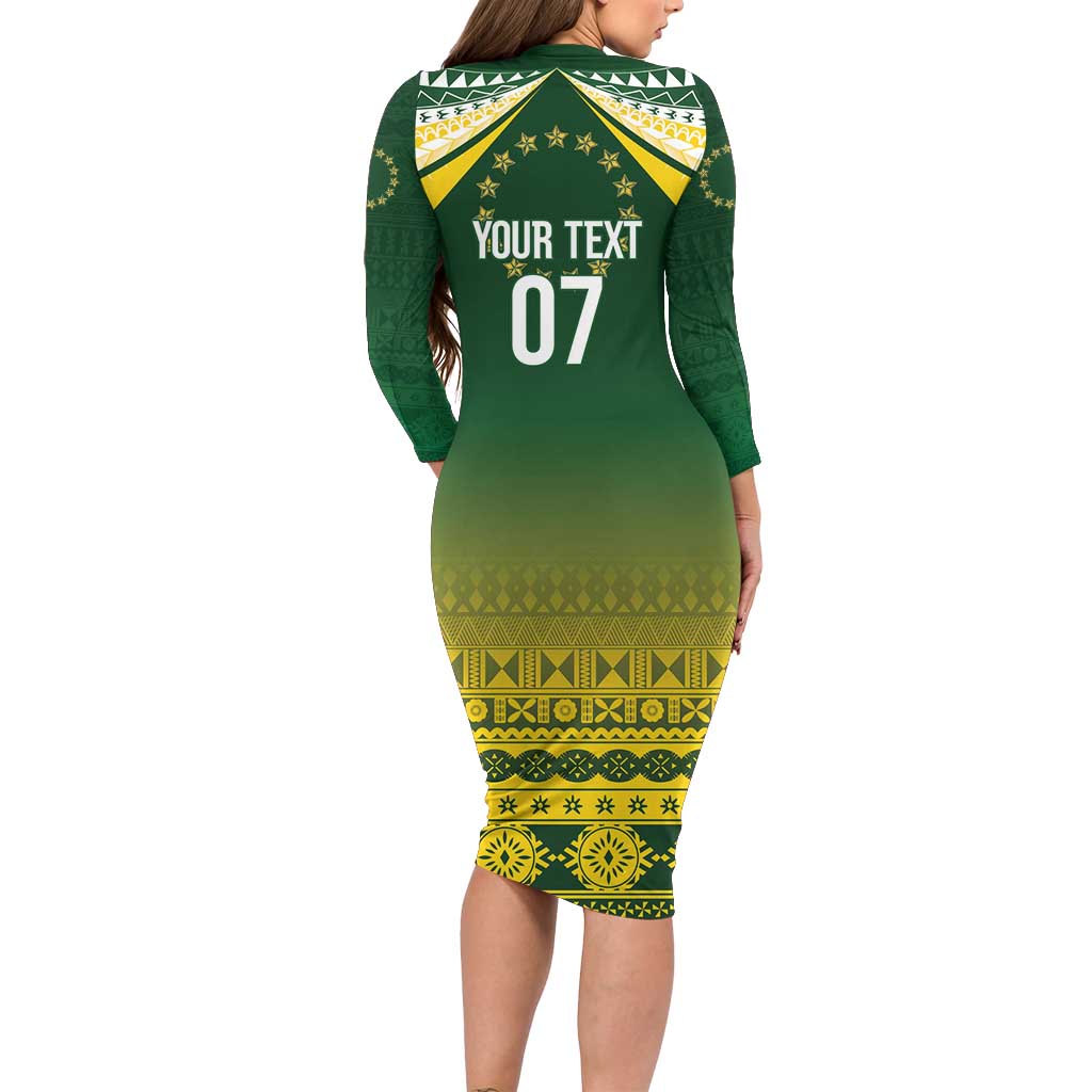 Cook Islands Rugby Custom Long Sleeve Bodycon Dress Kuki Avaiki - Polynesian Pride