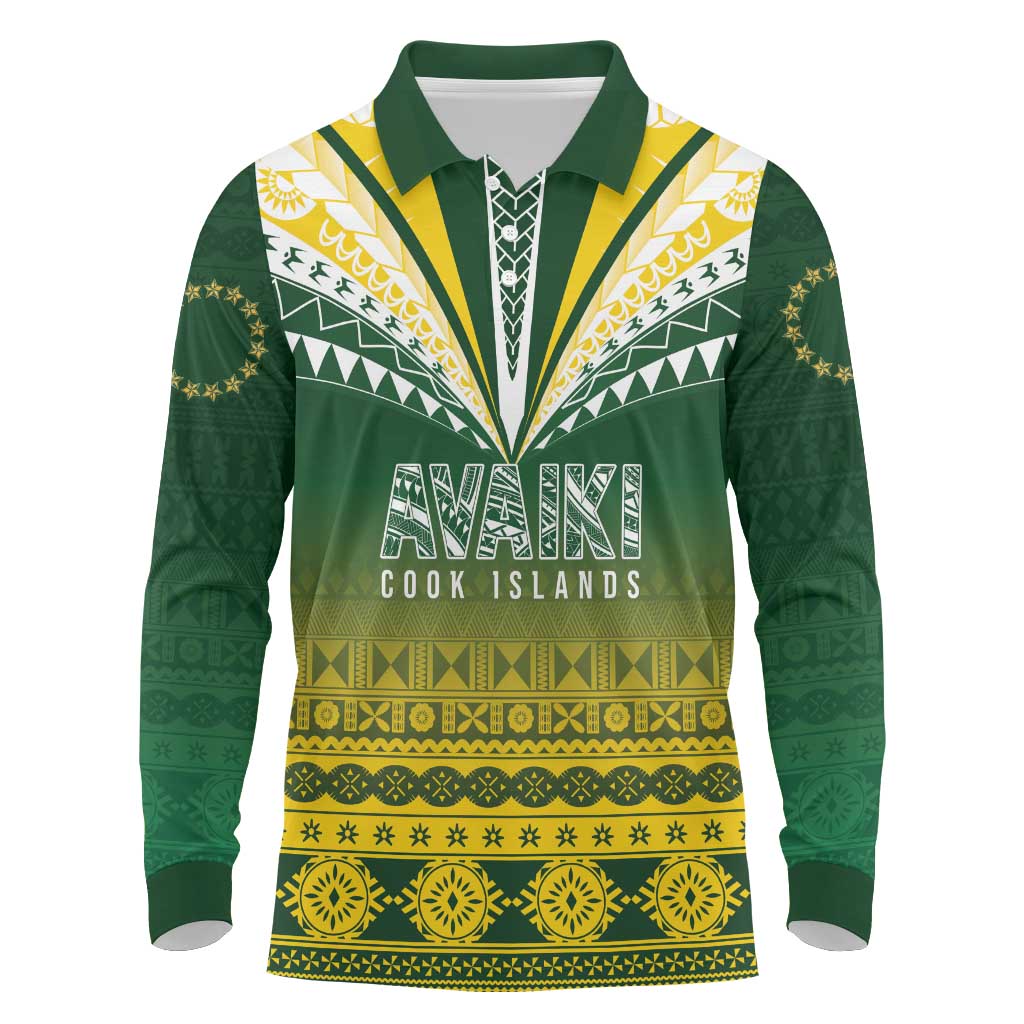 Cook Islands Rugby Custom Long Sleeve Polo Shirt Kuki Avaiki - Polynesian Pride