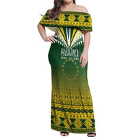 Cook Islands Rugby Custom Off Shoulder Maxi Dress Kuki Avaiki - Polynesian Pride