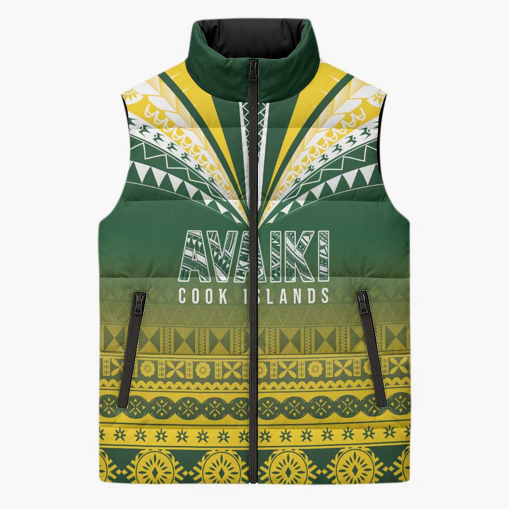 Cook Islands Rugby Custom Sleeveless Puffer Jacket Kuki Avaiki - Polynesian Pride