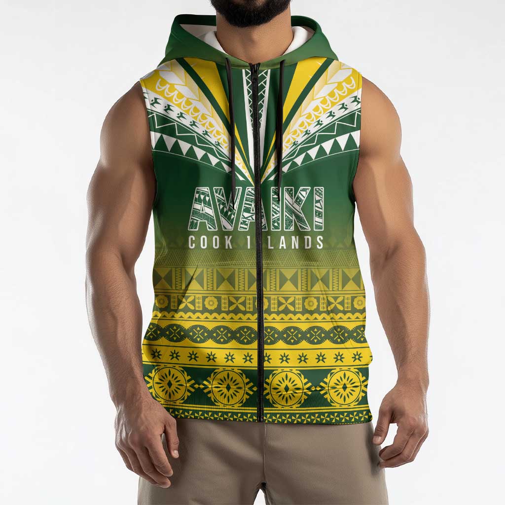 Cook Islands Rugby Custom Sleeveless Zip Hoodie Kuki Avaiki - Polynesian Pride