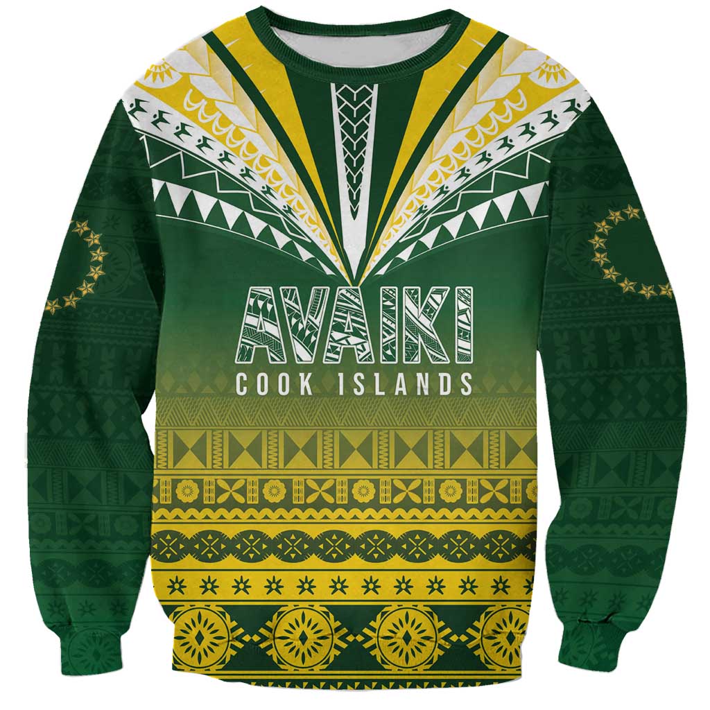 Cook Islands Rugby Custom Sweatshirt Kuki Avaiki LT7 Unisex Yellow Green - Polynesian Pride