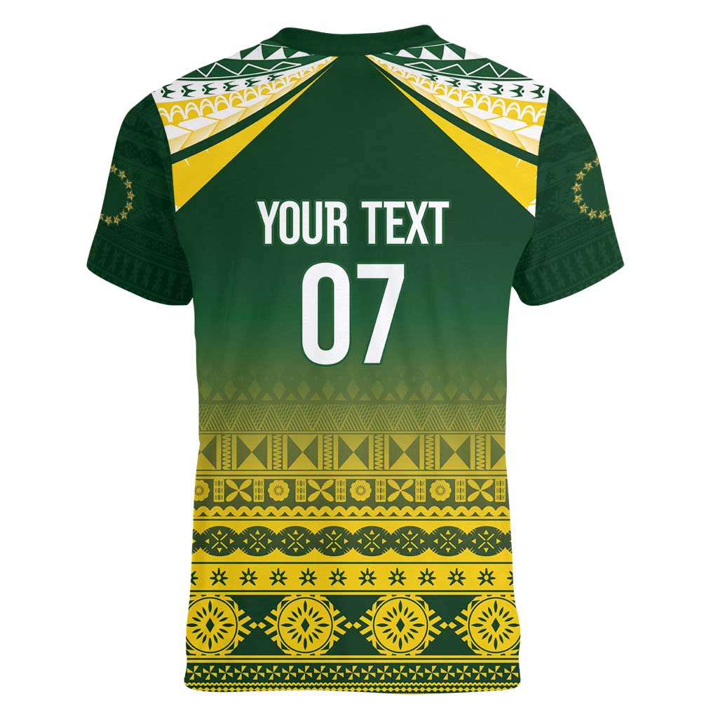 Cook Islands Rugby Custom Women V-Neck T-Shirt Kuki Avaiki - Polynesian Pride