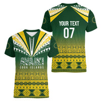 Cook Islands Rugby Custom Women V-Neck T-Shirt Kuki Avaiki - Polynesian Pride