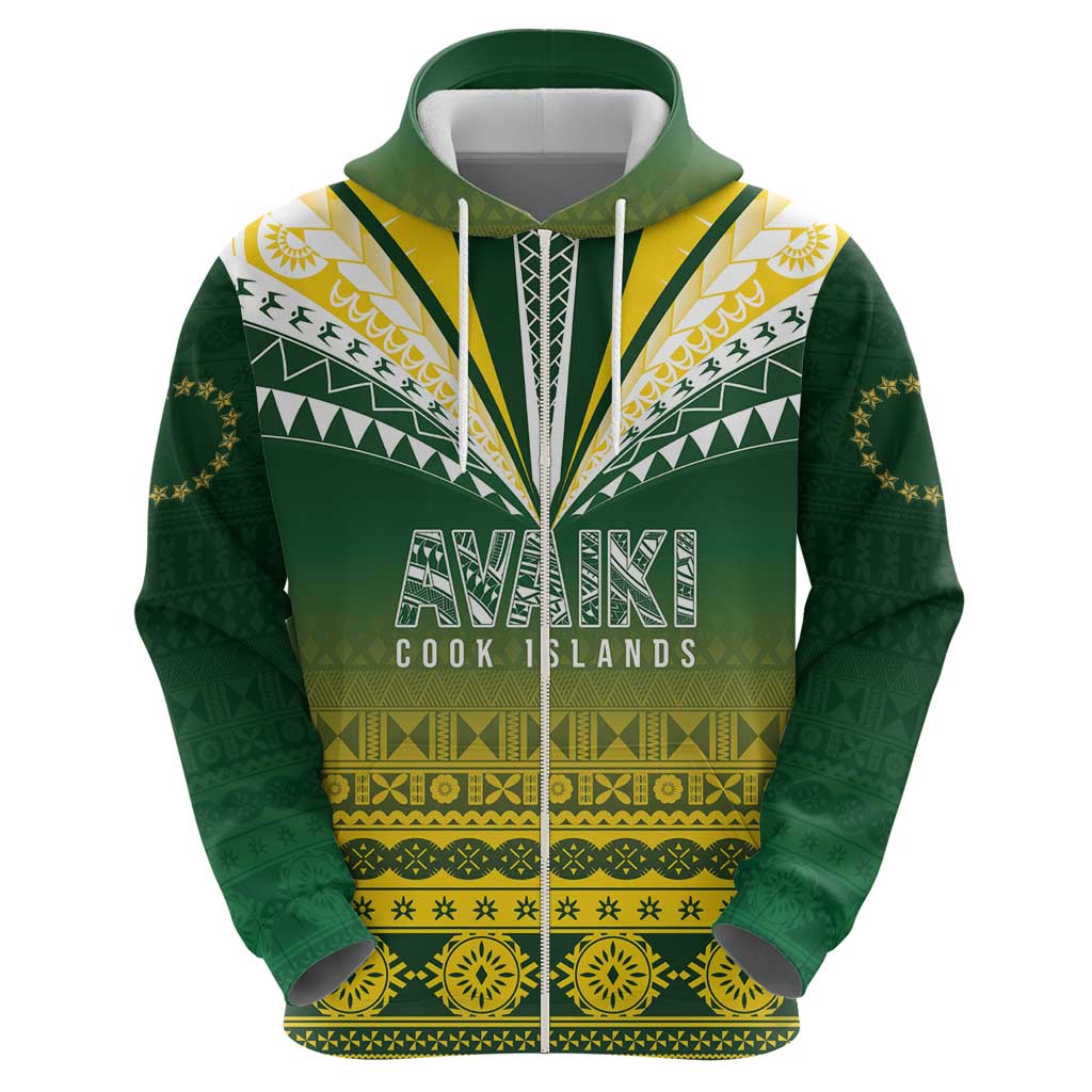Cook Islands Rugby Custom Zip Hoodie Kuki Avaiki - Polynesian Pride