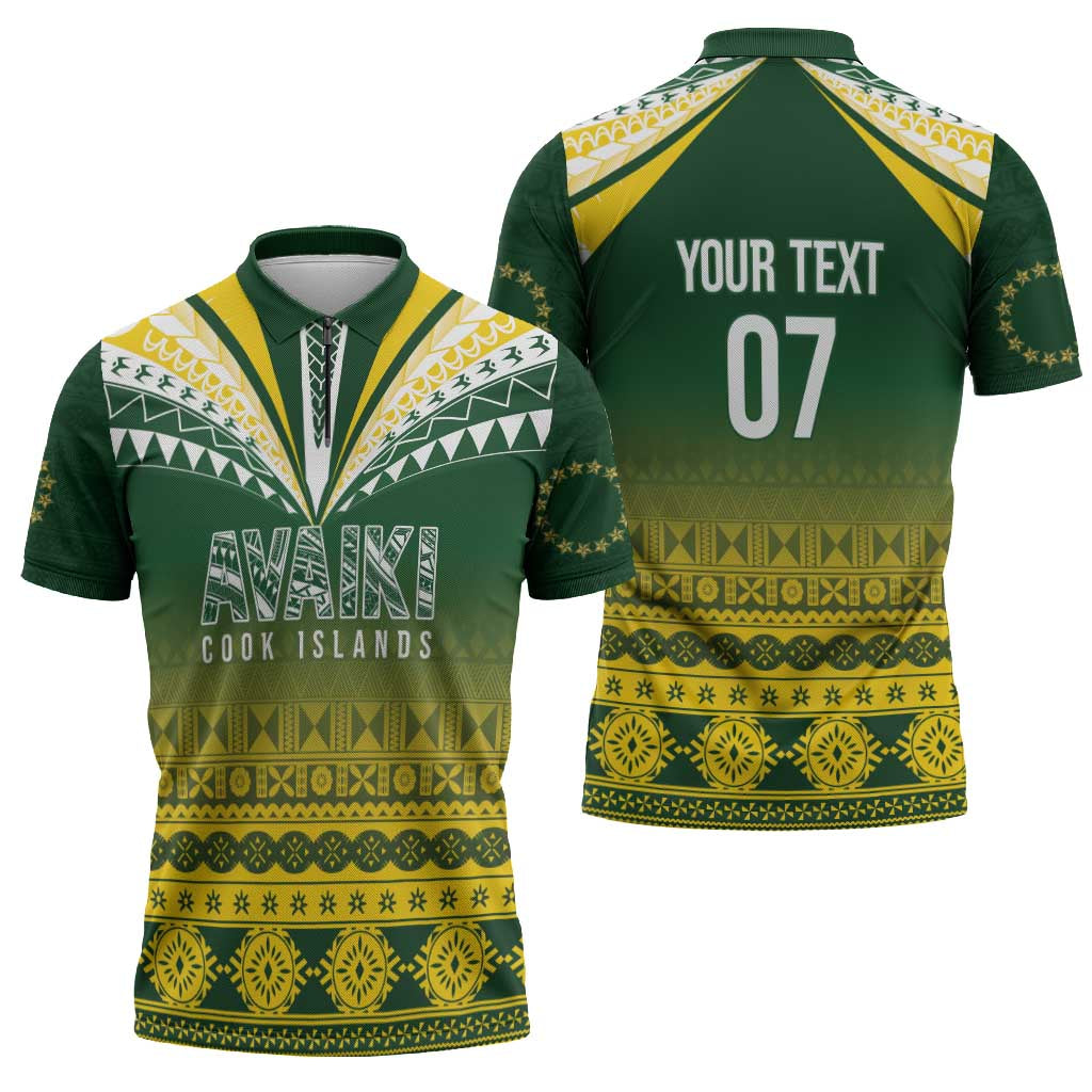 Cook Islands Rugby Custom Zipper Polo Shirt Kuki Avaiki - Polynesian Pride
