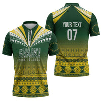 Cook Islands Rugby Custom Zipper Polo Shirt Kuki Avaiki - Polynesian Pride