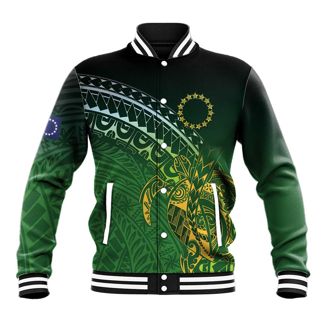 Cook Islands Rugby Kuki Avaiki Baseball Jacket Tribal Turtle - Polynesian Pride