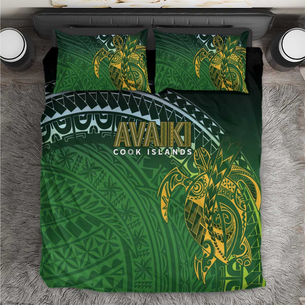Cook Islands Rugby Kuki Avaiki Bedding Set Tribal Turtle LT7 Dark Green - Polynesian Pride