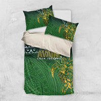 Cook Islands Rugby Kuki Avaiki Bedding Set Tribal Turtle LT7 US Twin 172cm x 218cm Dark Green - Polynesian Pride