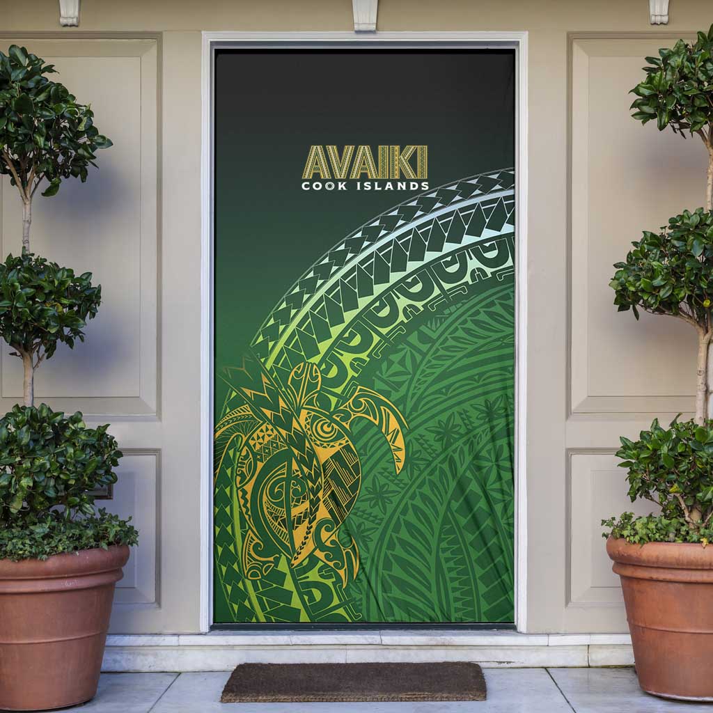 Cook Islands Rugby Kuki Avaiki Door Cover Tribal Turtle - Polynesian Pride