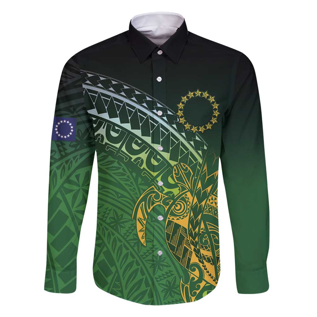 Cook Islands Rugby Kuki Avaiki Family Matching Long Sleeve Bodycon Dress and Hawaiian Shirt Tribal Turtle - Polynesian Pride