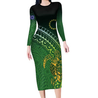Cook Islands Rugby Kuki Avaiki Family Matching Long Sleeve Bodycon Dress and Hawaiian Shirt Tribal Turtle - Polynesian Pride