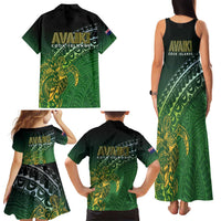 Cook Islands Rugby Kuki Avaiki Family Matching Tank Maxi Dress and Hawaiian Shirt Tribal Turtle - Polynesian Pride