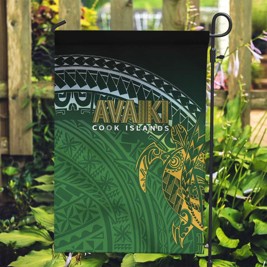 Cook Islands Rugby Kuki Avaiki Garden Flag Tribal Turtle LT7 Garden Flag Dark Green - Polynesian Pride