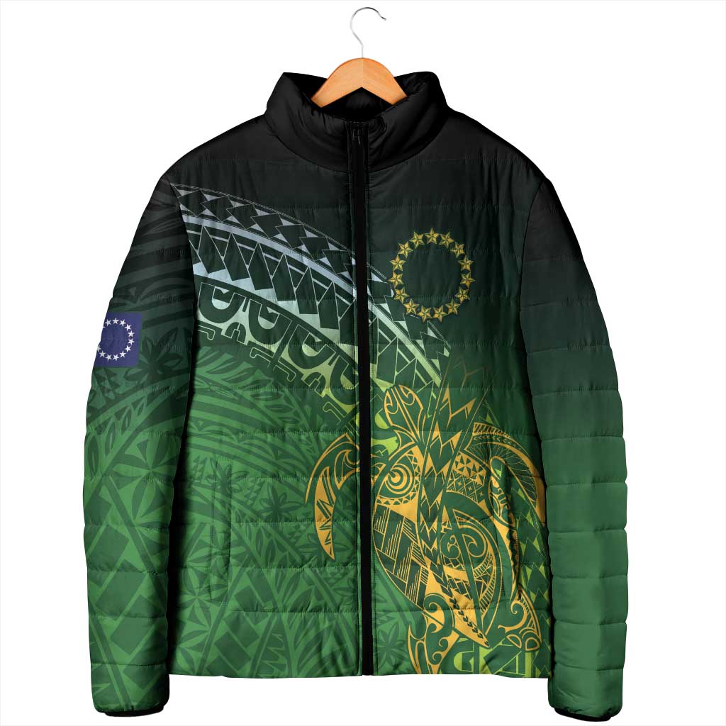 Cook Islands Rugby Kuki Avaiki Padded Jacket Tribal Turtle - Polynesian Pride