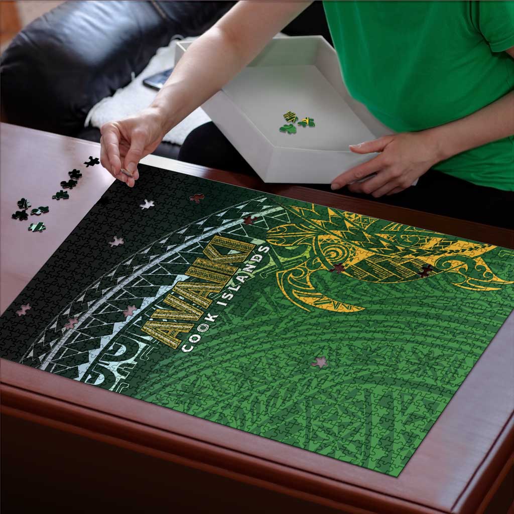 Cook Islands Rugby Kuki Avaiki Puzzle Tribal Turtle - Polynesian Pride