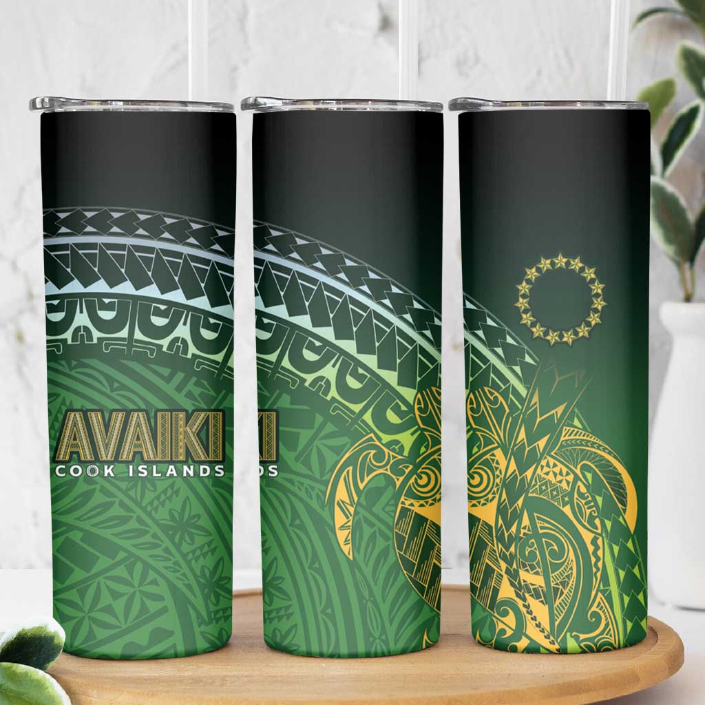 Cook Islands Rugby Kuki Avaiki Skinny Tumbler Tribal Turtle - Polynesian Pride