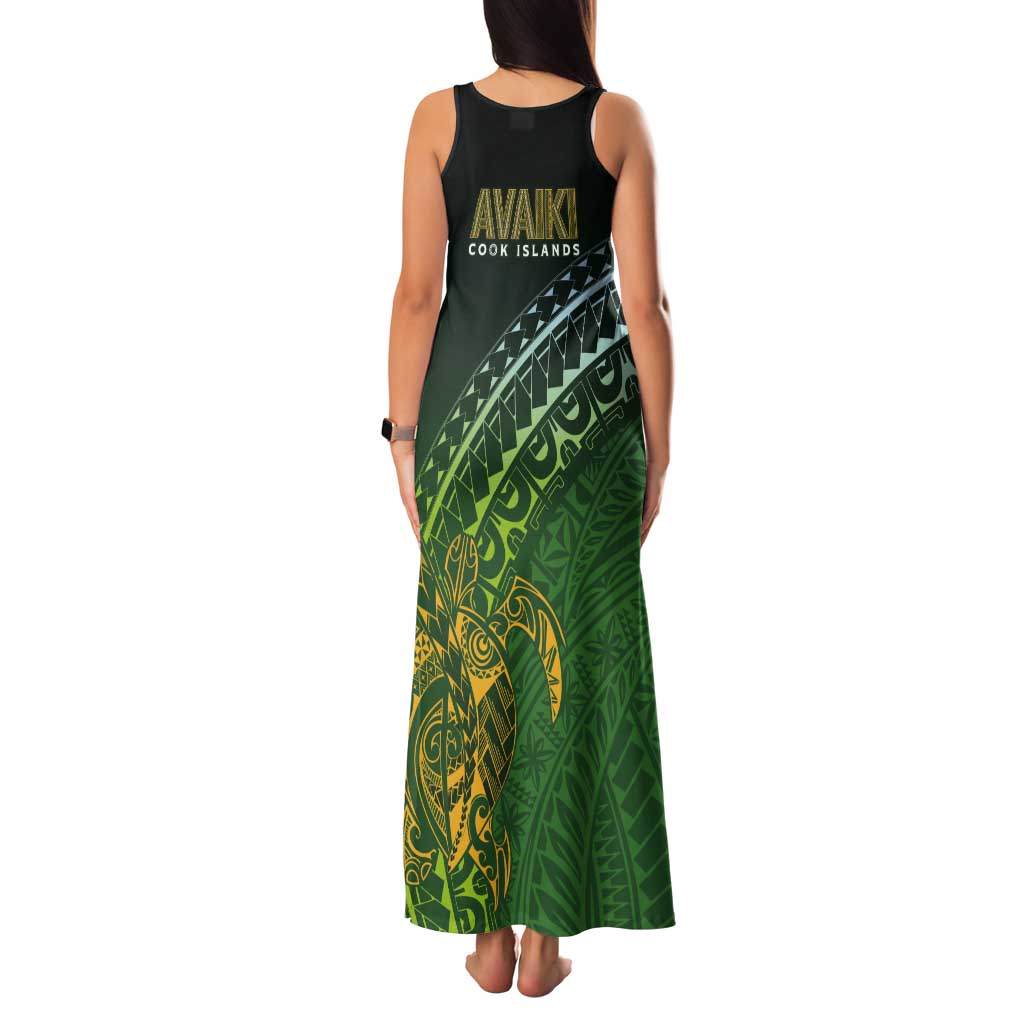 Cook Islands Rugby Kuki Avaiki Tank Maxi Dress Tribal Turtle - Polynesian Pride