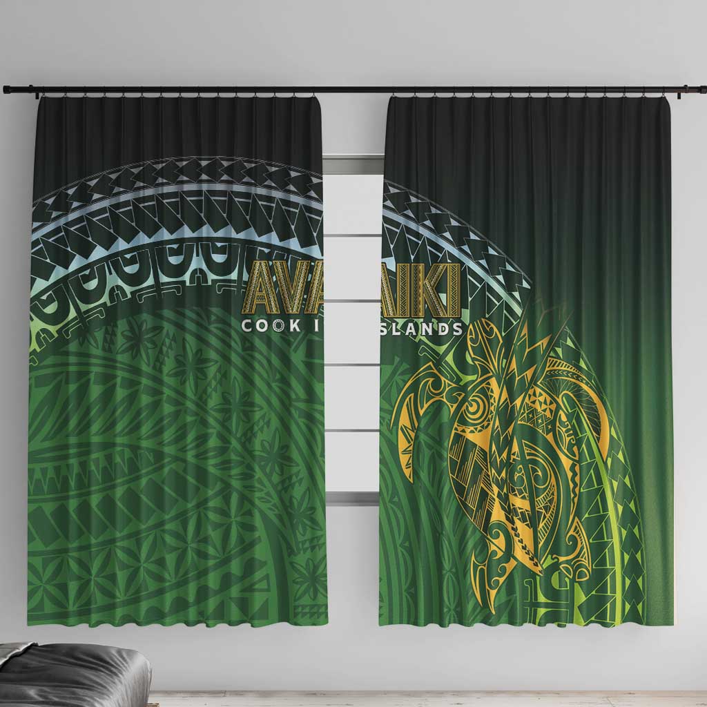 Cook Islands Rugby Kuki Avaiki Window Curtain Tribal Turtle - Polynesian Pride