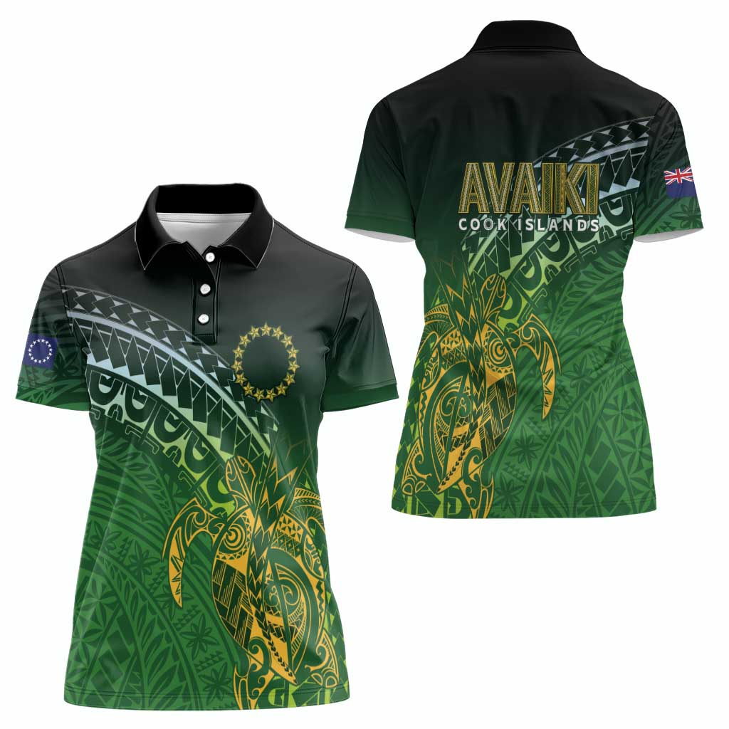 Cook Islands Rugby Kuki Avaiki Women Polo Shirt Tribal Turtle - Polynesian Pride
