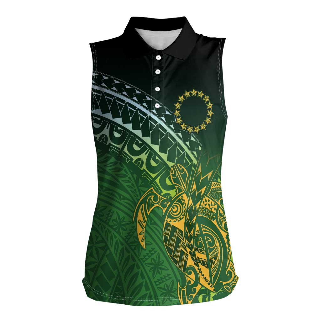 Cook Islands Rugby Kuki Avaiki Women Sleeveless Polo Shirt Tribal Turtle - Polynesian Pride