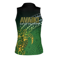 Cook Islands Rugby Kuki Avaiki Women Sleeveless Polo Shirt Tribal Turtle - Polynesian Pride