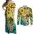 Honolulu Hawaii Couples Matching Off Shoulder Maxi Dress and Long Sleeve Button Shirt Ilima Plumeria with Hula Girl LT7 Colorful - Polynesian Pride