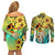 Honolulu Hawaii Couples Matching Off Shoulder Short Dress and Long Sleeve Button Shirt Ilima Plumeria with Hula Girl LT7 - Polynesian Pride