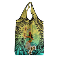 Honolulu Hawaii Grocery Bag Ilima Plumeria with Hula Girl LT7 - Polynesian Pride