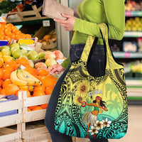 Honolulu Hawaii Grocery Bag Ilima Plumeria with Hula Girl LT7 - Polynesian Pride