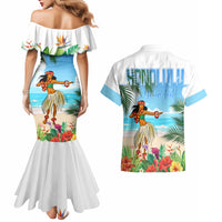 Personalised Hawaii Hula Girl Couples Matching Mermaid Dress and Hawaiian Shirt Honolulu Festival LT7 - Polynesian Pride