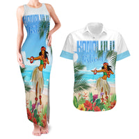 Personalised Hawaii Hula Girl Couples Matching Tank Maxi Dress and Hawaiian Shirt Honolulu Festival LT7 Art - Polynesian Pride