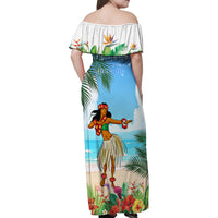 Personalised Hawaii Hula Girl Family Matching Off Shoulder Maxi Dress and Hawaiian Shirt Honolulu Festival LT7 - Polynesian Pride