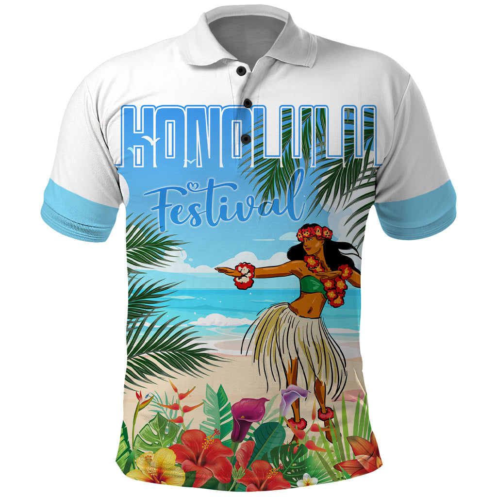 Personalised Hawaii Hula Girl Polo Shirt Honolulu Festival LT7 Art - Polynesian Pride