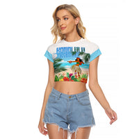 Personalised Hawaii Hula Girl Raglan Cropped T Shirt Honolulu Festival LT7 Female Art - Polynesian Pride