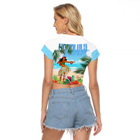 Personalised Hawaii Hula Girl Raglan Cropped T Shirt Honolulu Festival LT7 - Polynesian Pride
