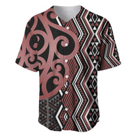 Maori Taniko Patterns Baseball Jersey Brown Patiki Motifs Mix Whakairo Ngaru