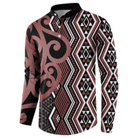 Maori Taniko Patterns Button Sweatshirt Brown Patiki Motifs Mix Whakairo Ngaru