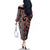 Maori Taniko Patterns Family Matching Off The Shoulder Long Sleeve Dress and Hawaiian Shirt Brown Patiki Motifs Mix Whakairo Ngaru