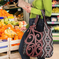 Maori Taniko Patterns Grocery Bag Brown Patiki Motifs Mix Whakairo Ngaru