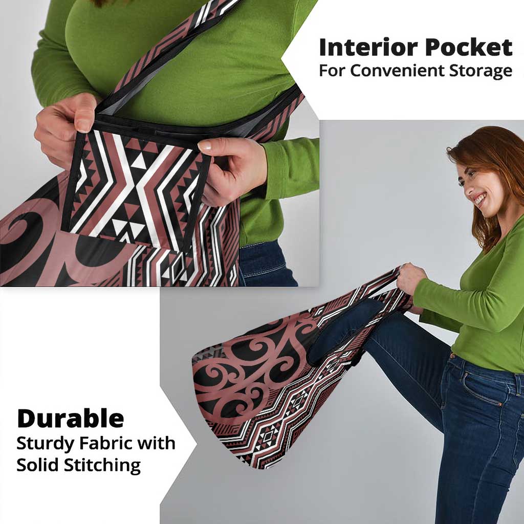 Maori Taniko Patterns Grocery Bag Brown Patiki Motifs Mix Whakairo Ngaru