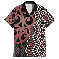 Maori Taniko Patterns Hawaiian Shirt Brown Patiki Motifs Mix Whakairo Ngaru