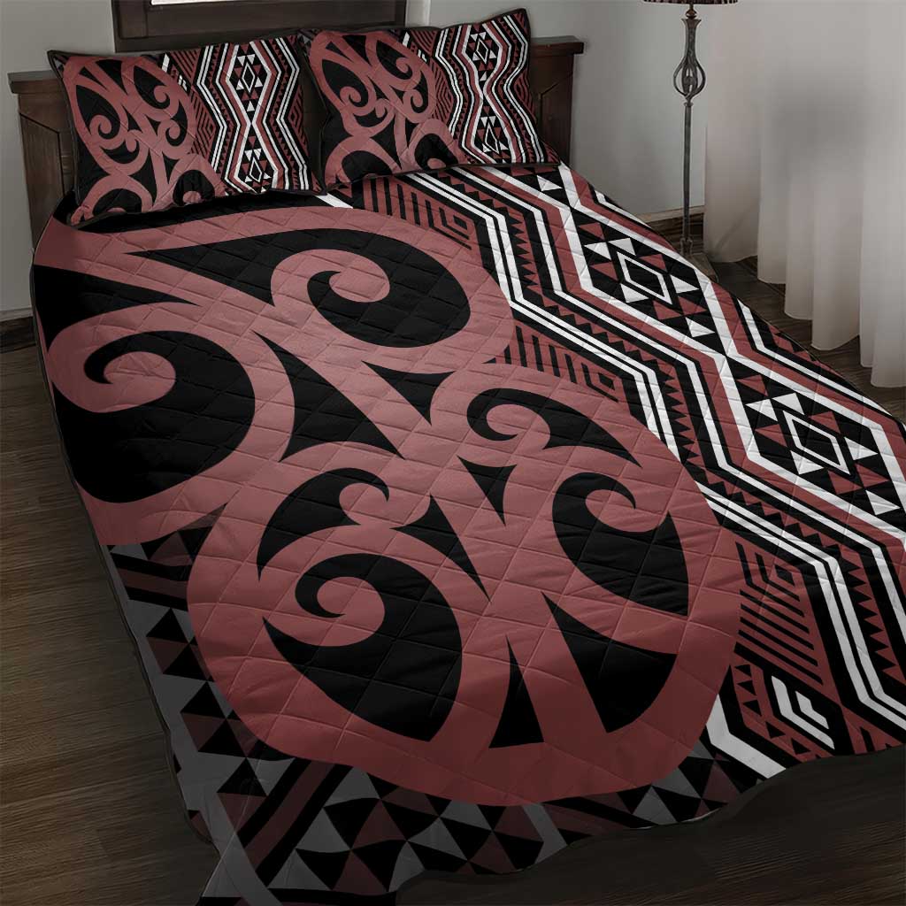 Maori Taniko Patterns Quilt Bed Set Brown Patiki Motifs Mix Whakairo Ngaru LT7 Brown - Polynesian Pride