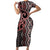 Maori Taniko Patterns Short Sleeve Bodycon Dress Brown Patiki Motifs Mix Whakairo Ngaru