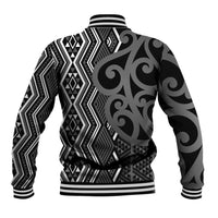 Maori Taniko Patterns Baseball Jacket Black Patiki Motifs Mix Whakairo Ngaru