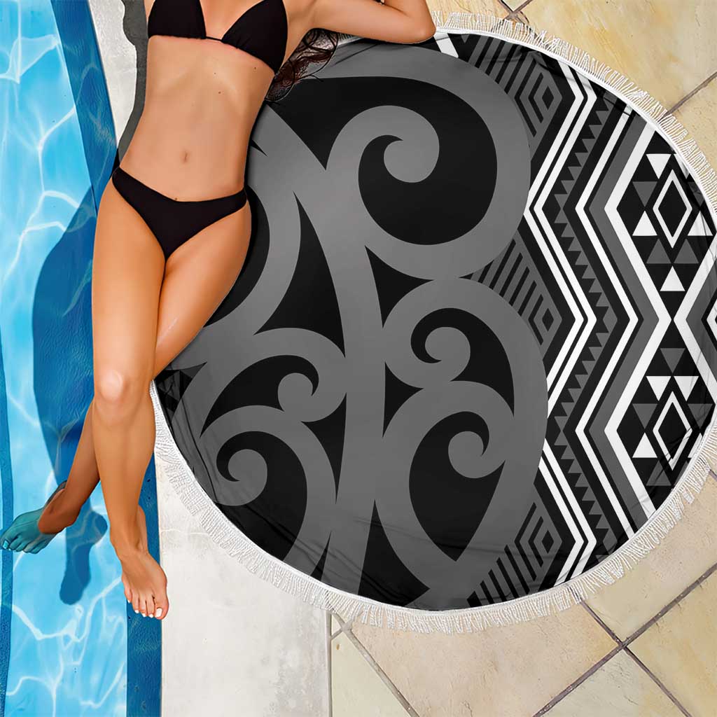 Maori Taniko Patterns Beach Blanket Black Patiki Motifs Mix Whakairo Ngaru