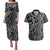 Maori Taniko Patterns Couples Matching Puletasi and Hawaiian Shirt Black Patiki Motifs Mix Whakairo Ngaru
