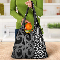 Maori Taniko Patterns Grocery Bag Black Patiki Motifs Mix Whakairo Ngaru