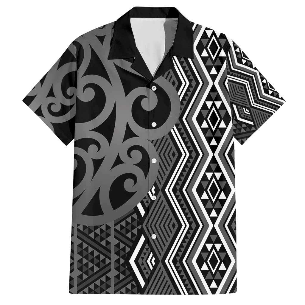 Maori Taniko Patterns Hawaiian Shirt Black Patiki Motifs Mix Whakairo Ngaru